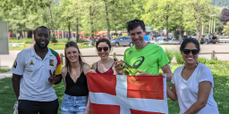 Lemon Energy team members celebrating a team victory at a seminar in Savoie.